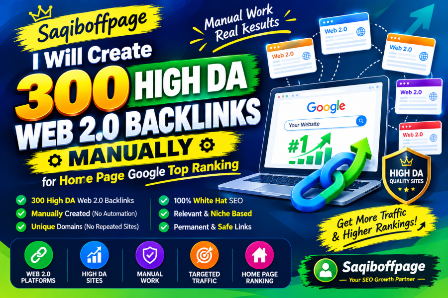 300 Web 2.0 SEO Backlinks Manual High-Authority Link Building