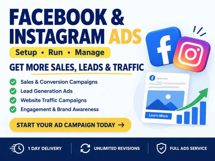I will create Facebook and Instagram Ad Campaign Service for your Business or Custom Projects