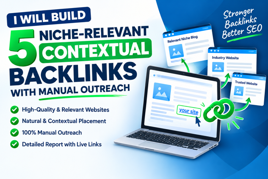 I will build 5 niche-relevant contextual backlinks with manual outreach