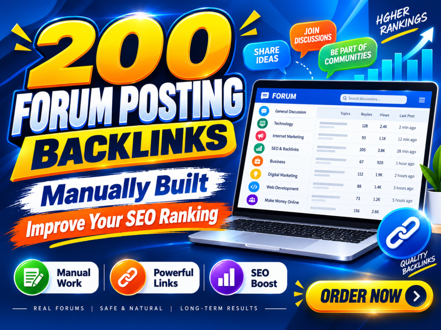I will manually build 200 powerful forum posting backlinks to improve your SEO ranking