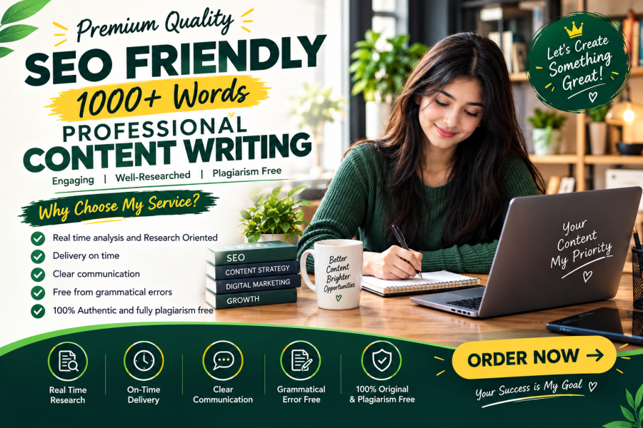I will write premium quality SEO friendly 1000+ words professional content