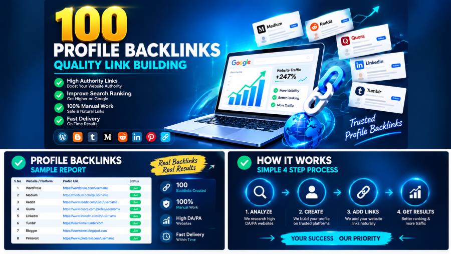 I Will Create 100 Niche Relevant Profile Links For Your Website