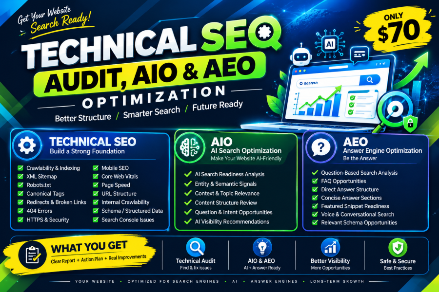 I Will Do Technical SEO Audit, AIO & AEO Optimization for Your Website