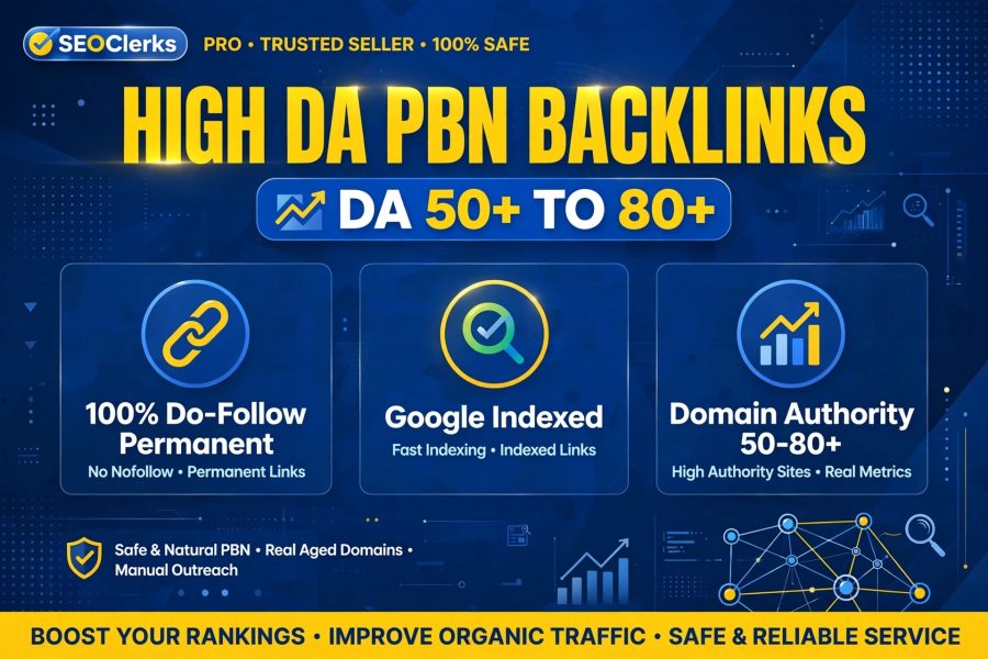 Build 50 High DA 50 To 80+ PBN Backlinks Permanent Homepage DoFollow