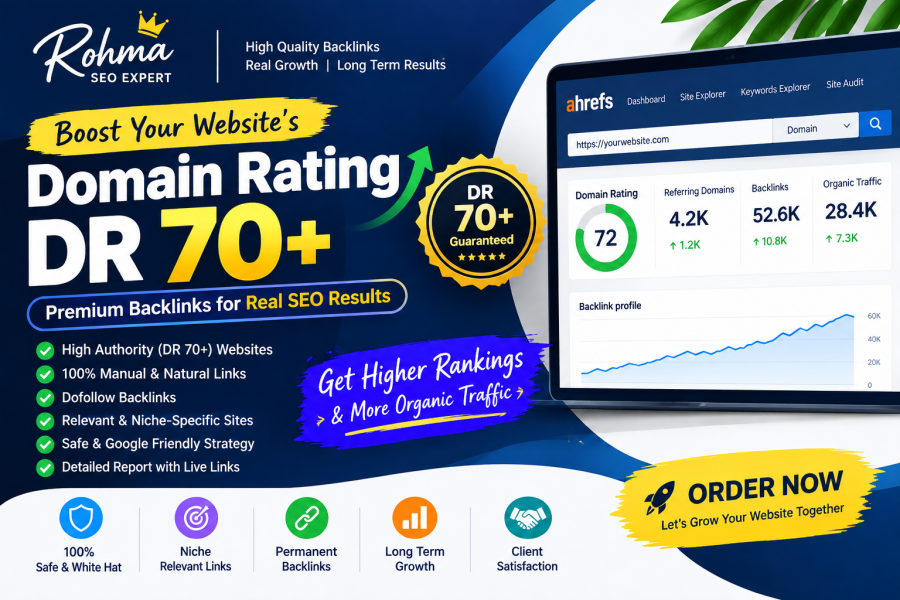I will increase DR 70+ of your website with powerfull seo backlinks 