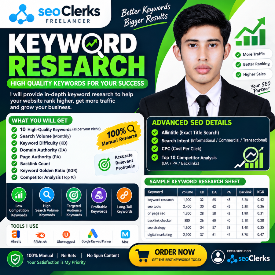 I Will Do In-Depth SEO Keyword Research With KGR, Search Volume & Competitor Analysis