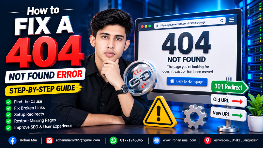 I will audit 404 errors, fix broken links, and resolve redirect chains