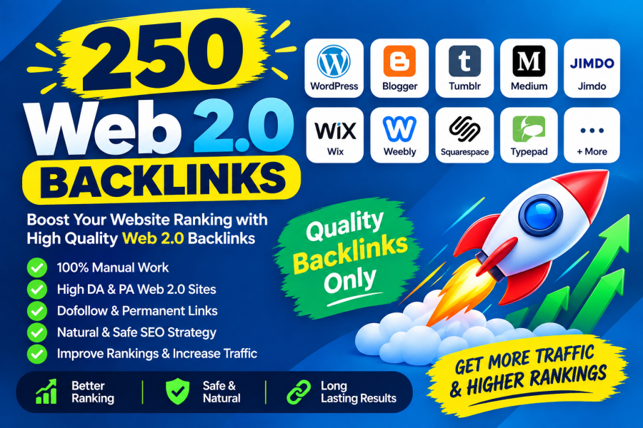 I Will Build 250 High Quality Web 2.0 Links to Improve SEO With high DA DR