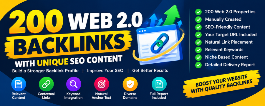 I Will Build 200 High-Quality Web 2.0 Backlinks With Unique SEO Content