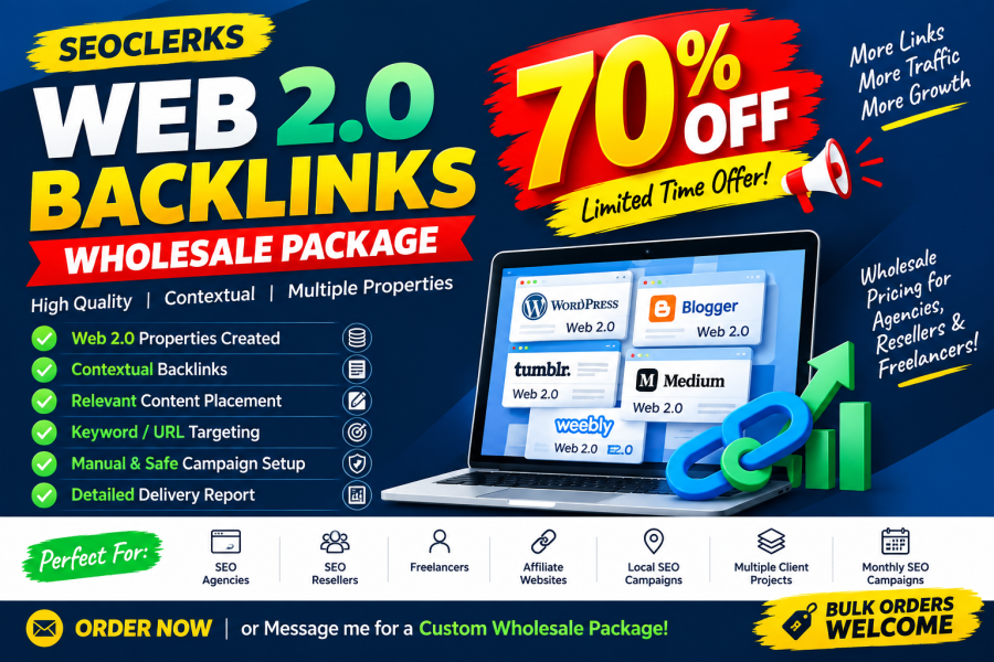 Web 2.0 Backlinks Wholesale Package &ndash; 70% OFF Limited Offer