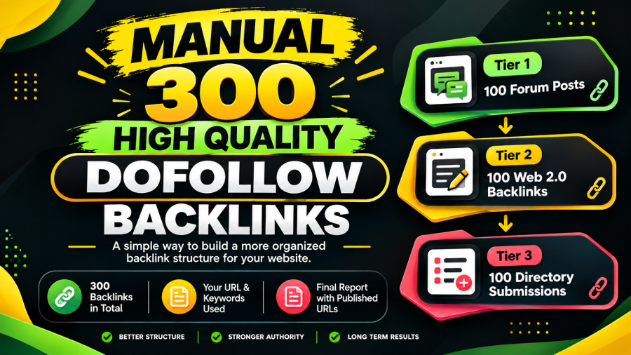 Get 300 Dofollow Backlinks Organized Into a 3-Tier SEO Strategy