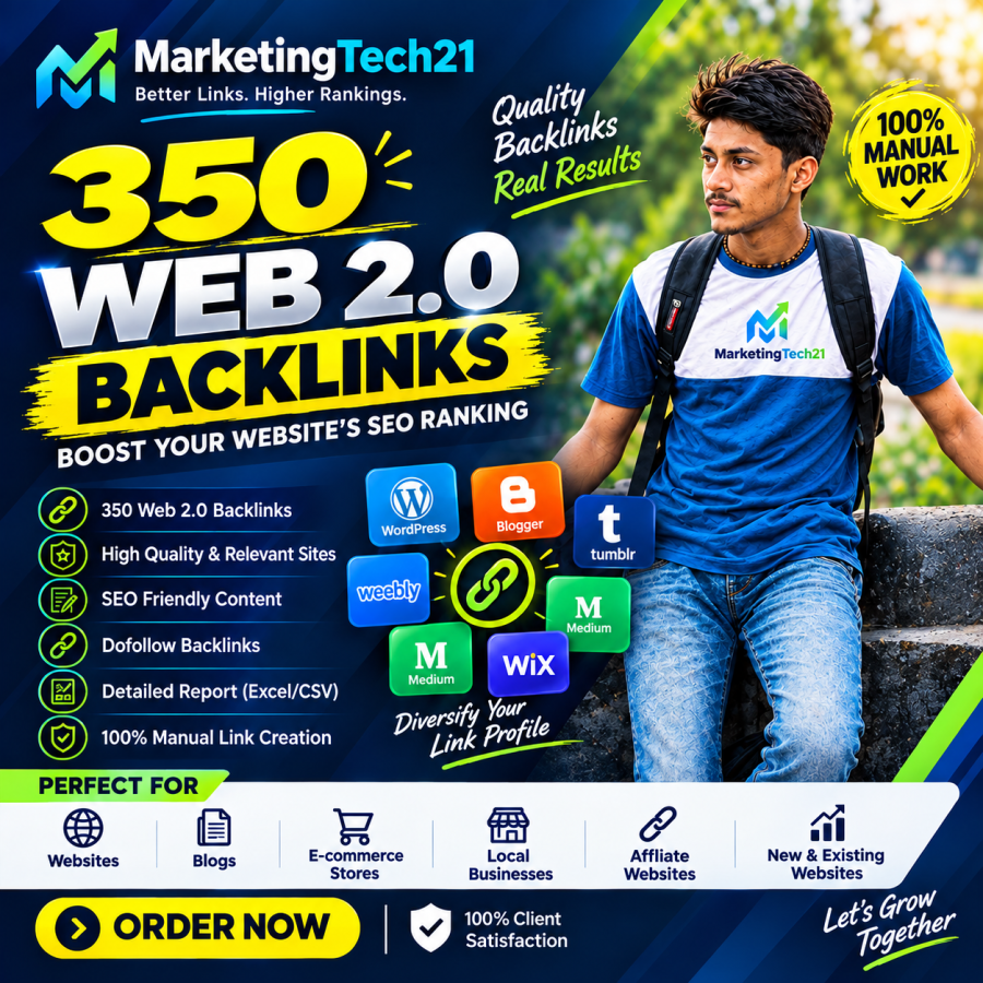 I will create 350 Web 2.0 backlinks with manual link building also details report.