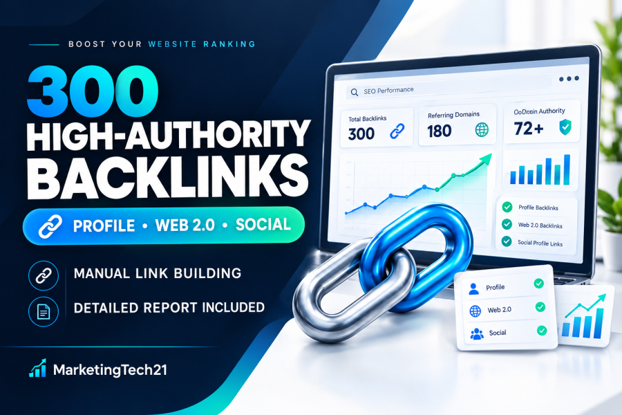 300 High Authority Profile, Web 2.0 & Social Profile Backlinks All Mixed With Detailed Report