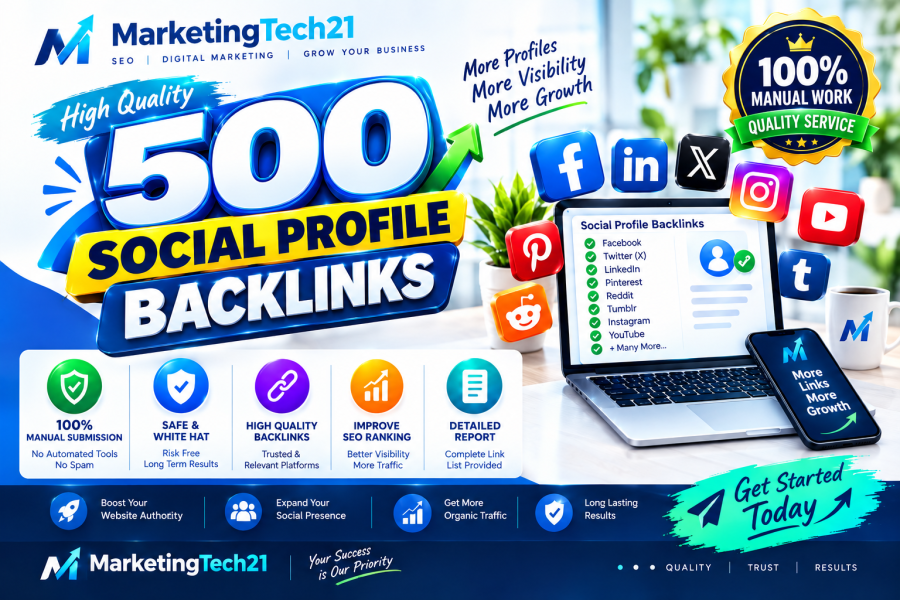 I will build 500 high quality social profile backlinks manually for SEO with Detailed Report