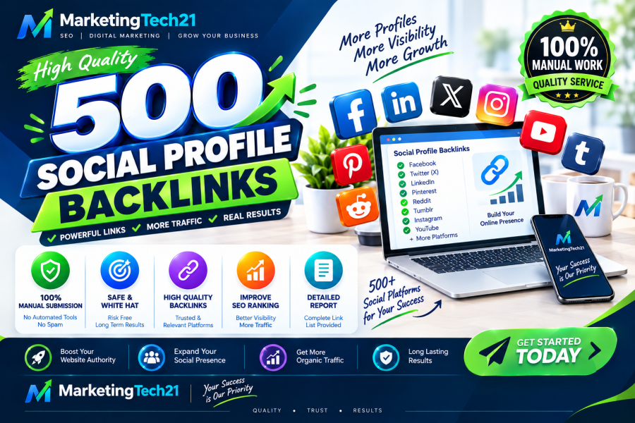 I will build 500 high quality social profile backlinks manually for SEO with Detailed Report