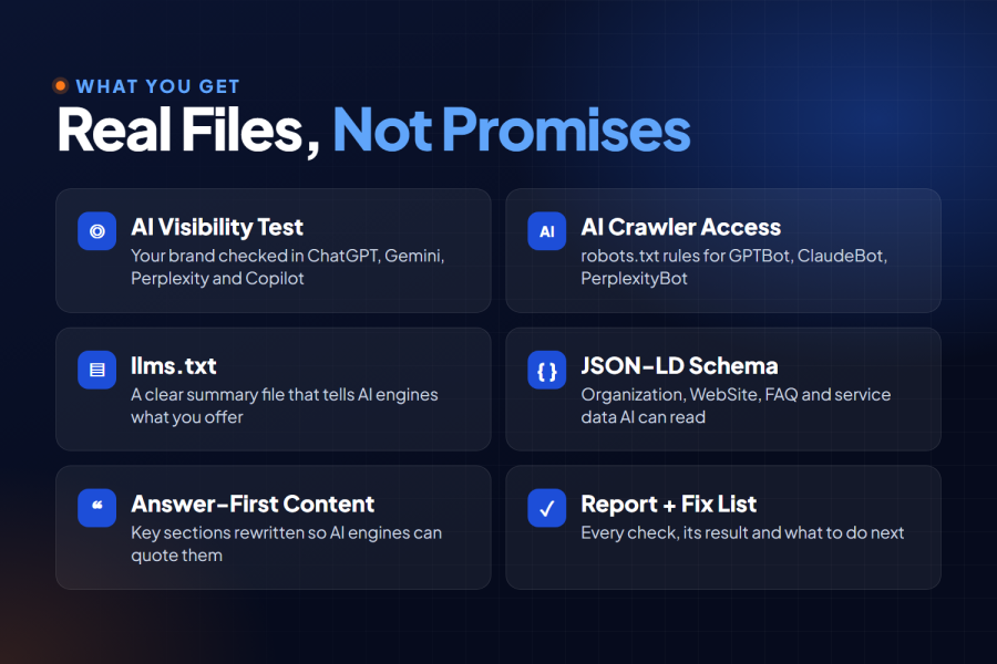 AI SEO Setup for ChatGPT, Gemini and Perplexity - llms.txt, Schema, Audit