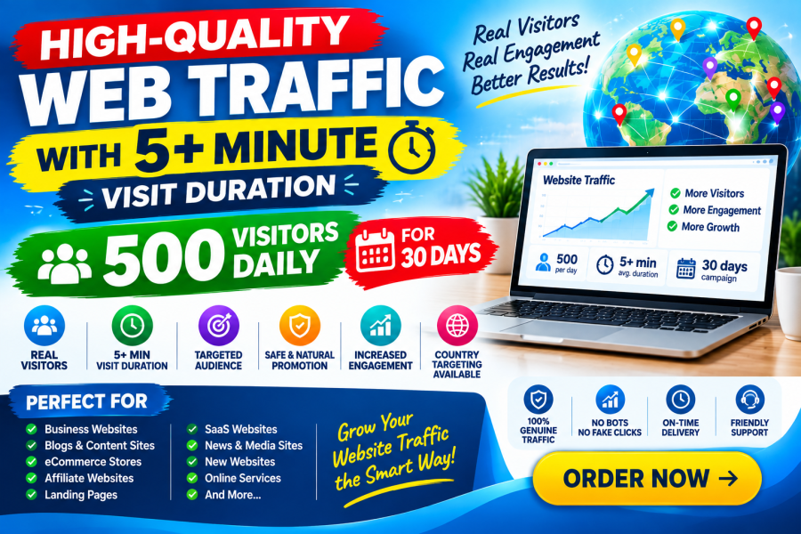 Provide High-Quality Web Traffic With 5+ Minute Visit Duration