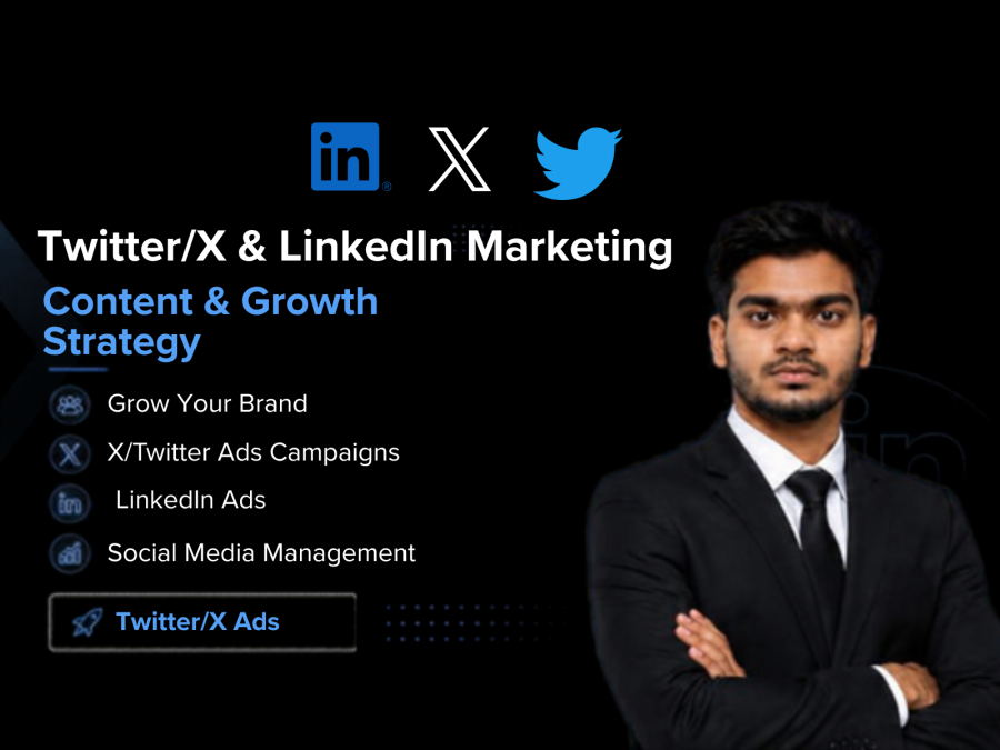 I will manage LinkedIn marketing, x ads, x marketing, linkedin ads