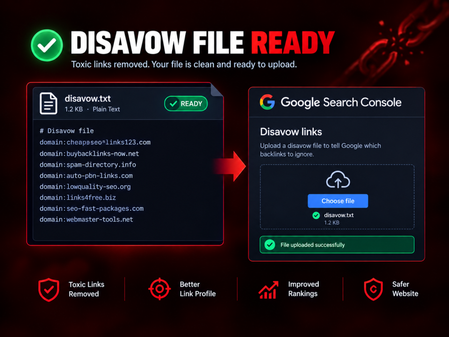 I will audit, identify, and disavow harmful backlinks to improve your SEO