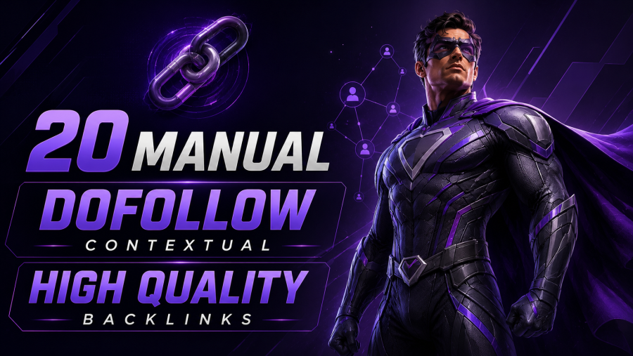 Get 20 Manual High-Quality Dofollow Contextual Backlinks for your website.