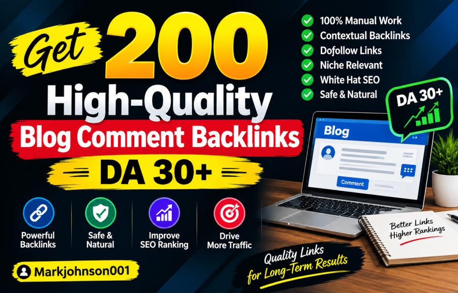 Get 200 High-Quality Blog Comment Dofollow Backlinks DA 30+