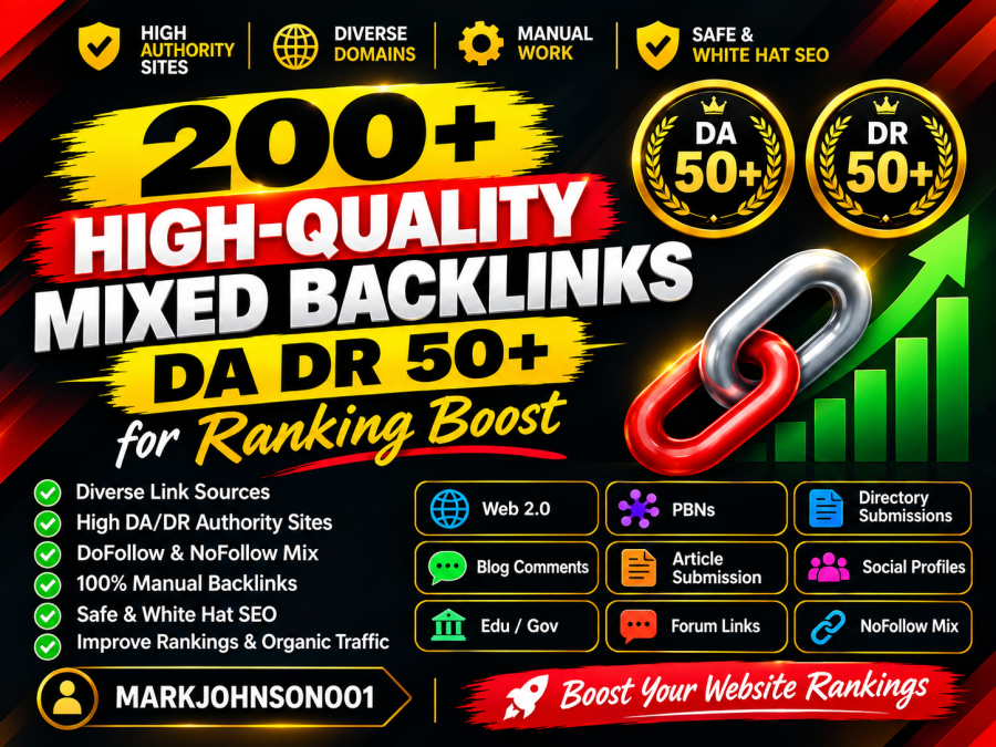 I Will Build 200 High-Quality Mixed Backlinks DA DR 50+ for Ranking Boost
