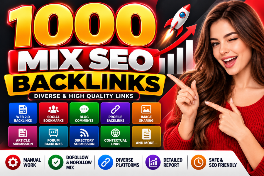 Get Build 1000 High Authority Dofollow Powerful Mix Seo backlinks for Rank Your Website