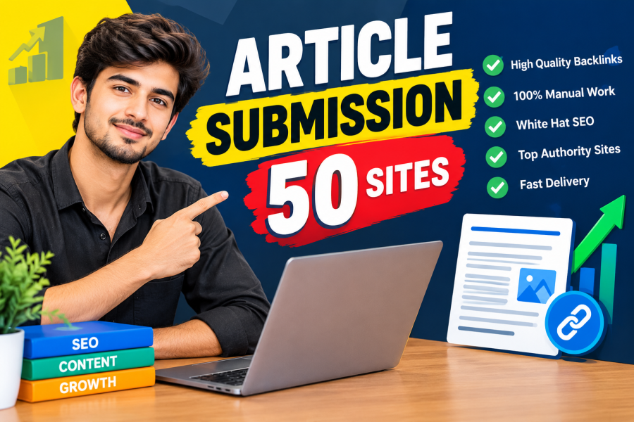 50 Article Submission Backlinks on unique Sites 