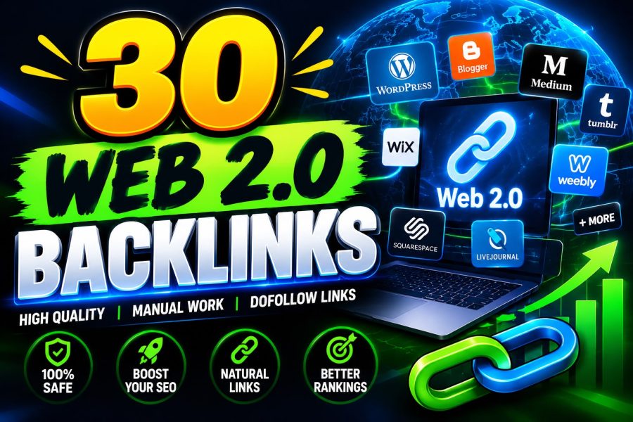30 High Quality Web 2.0 Backlinks | Manual SEO Backlinks | DoFollow Links