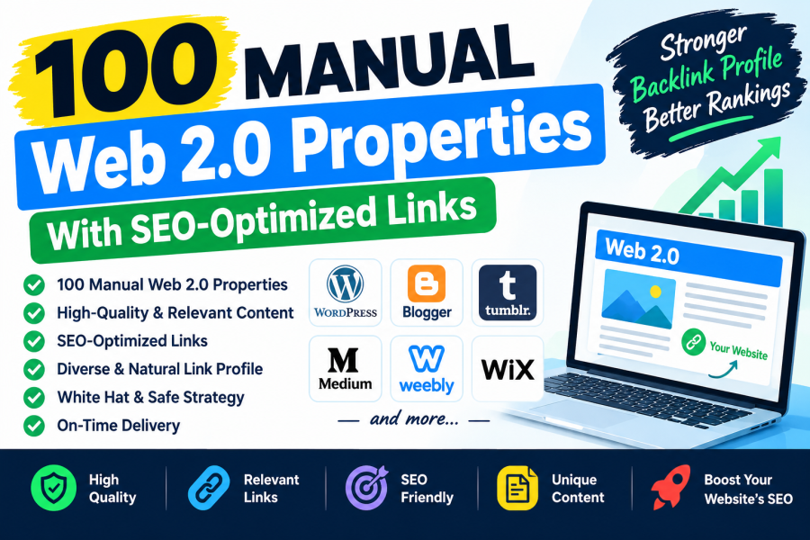 I Will Build 100 High-Quality Manual Web 2.0 Backlinks for Your Website