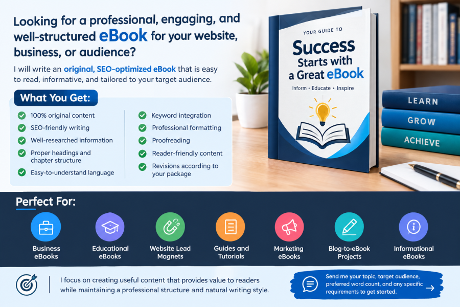 I will write a professional SEO optimized ebook for your business or website