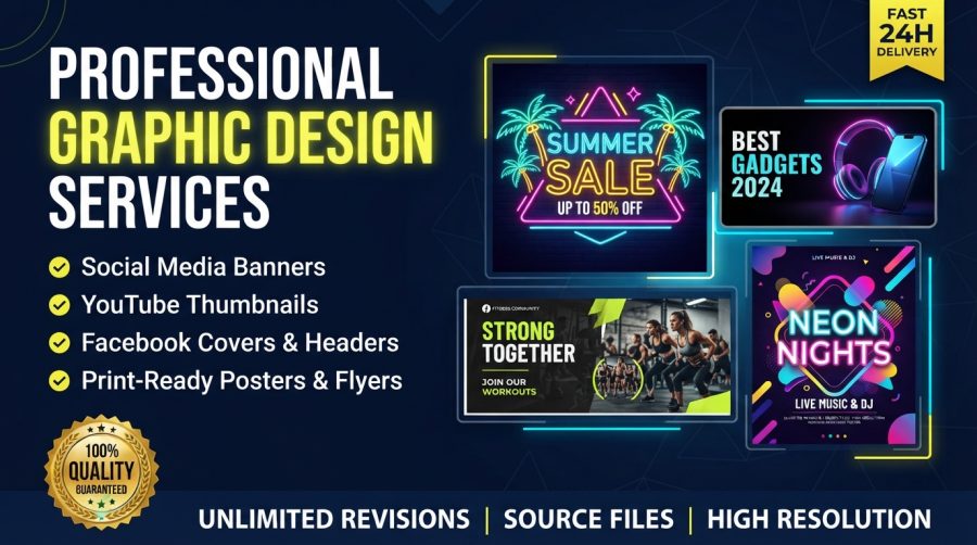 ​I will design professional banner, youtube thumbnail, facebook cover and graphic poster