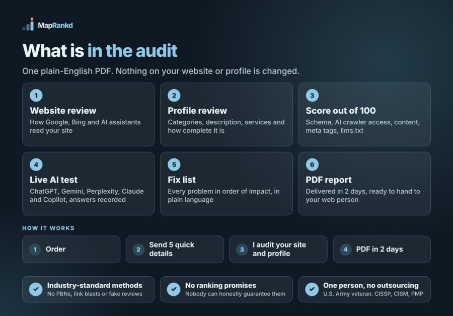 I will audit your local business for AI search and Google profile