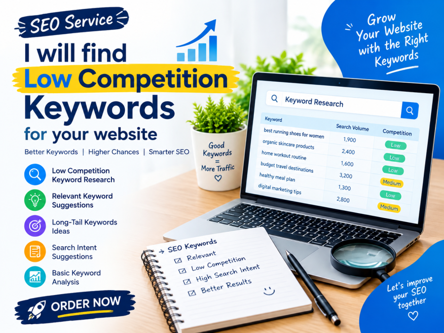 I will find low competition keywords for your website