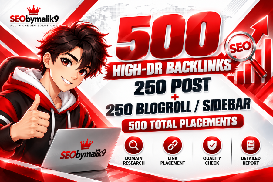 I Will Build 500 High DR Backlinks with 250 Contextual Posts and 250 Blogroll Links