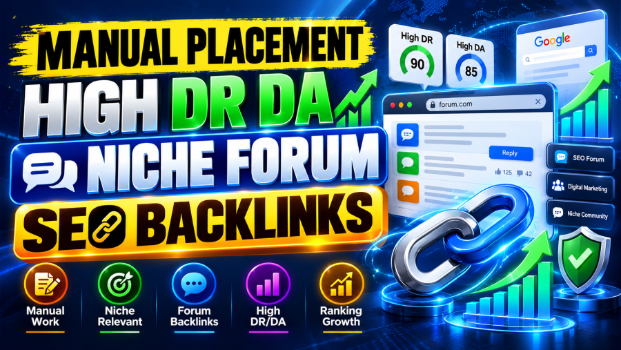 I will do manual placement high dr da niche forum seo backlinks