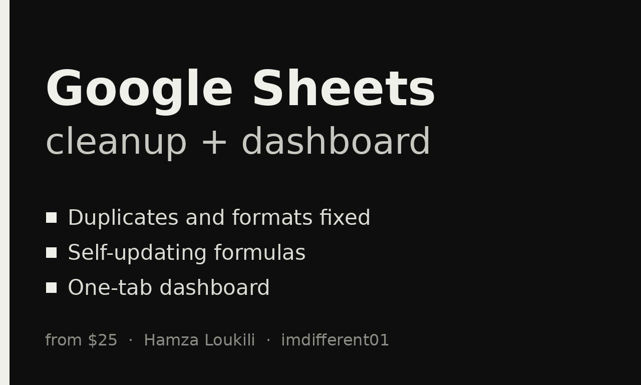 I will clean up your Google Sheets and build a simple dashboard