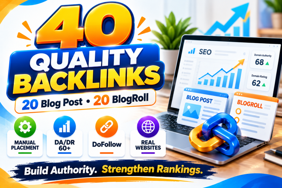 build 40 quality backlinks with 20 PBN and 20 Sidebar links