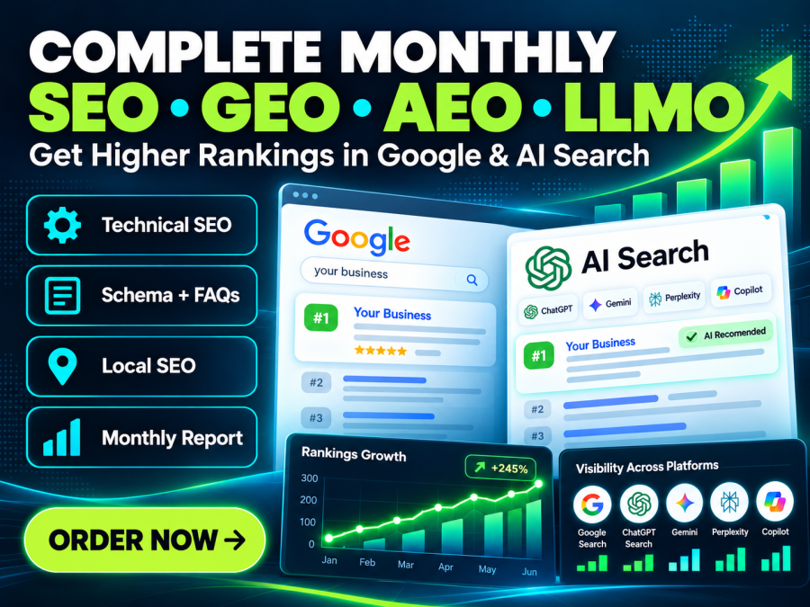 I Will Do Monthly SEO, GEO, AEO & LLMO for Google and AI Search
