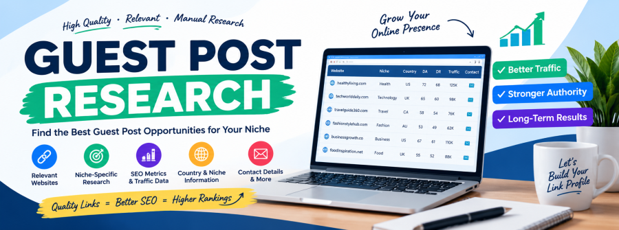 I will find niche relevant guest post websites for SEO
