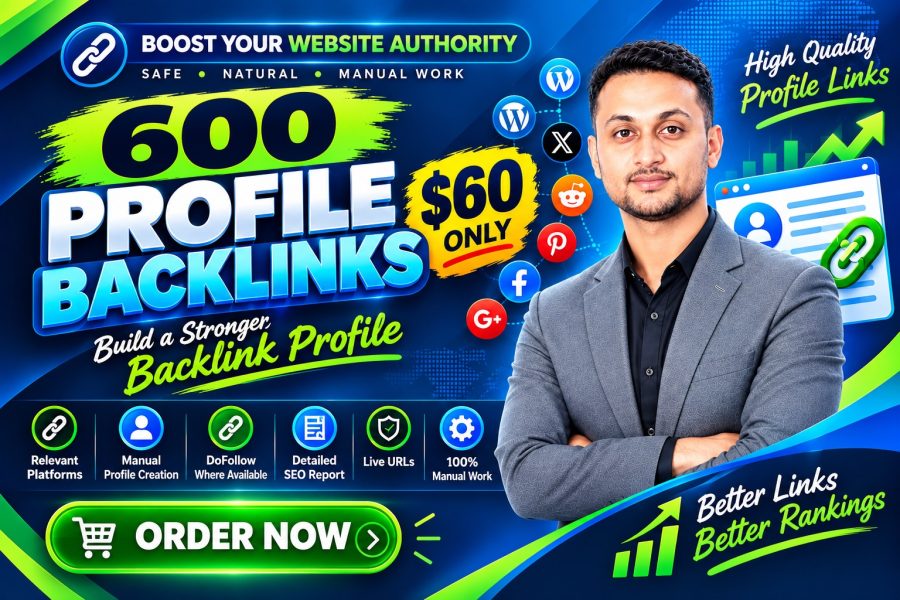 I will build 600 profile backlinks for your website with a detailed report