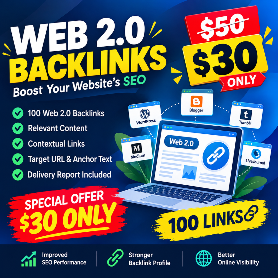 I Will Create 100 Web 2.0 Backlinks for Your Website SEO