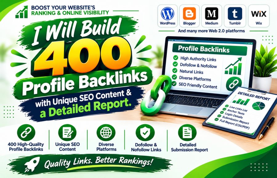 I Will Build 400 High Quality SEO Profile Backlinks with Unique Content