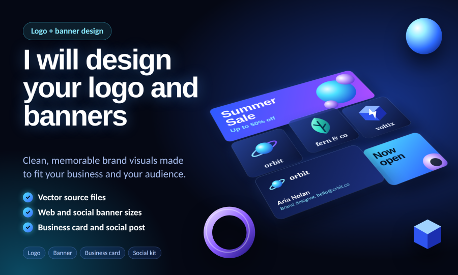 I will design a unique logo and web banners for your brand.
