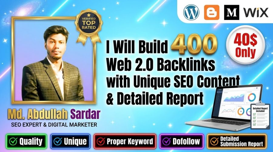 I will create 400 Web 2.0 backlinks with unique content