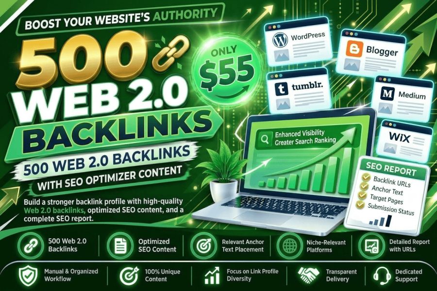 I Will Create 500 Web 2.0 Backlinks with SEO Optimized Content