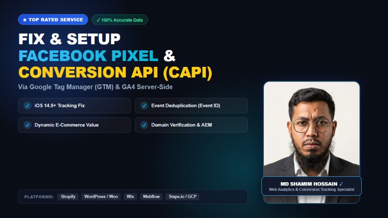 I will setup Meta Pixel Conversion API, GA4 and GTM Tracking