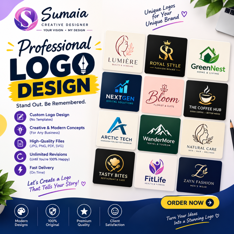 ​I will design a professional modern minimalist logo for your brand