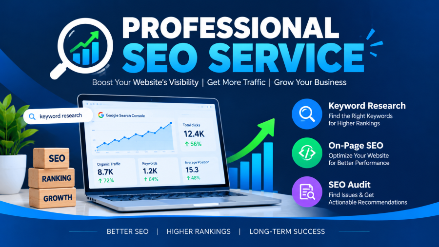 I will provide professional complete SEO service for higher rankings and organic traffic growth