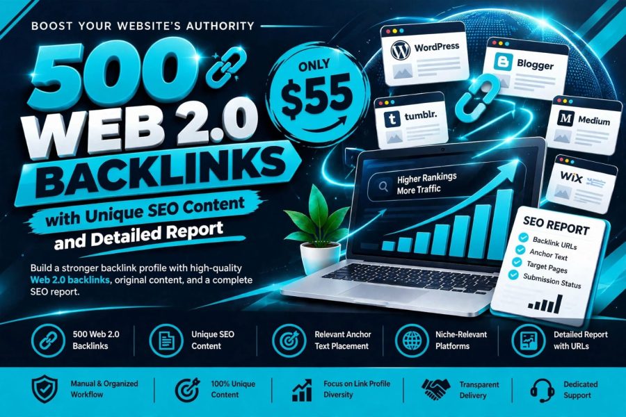 I Will Create 450 Web 2.0 Backlinks with High-Quality Content and Complete SEO Report